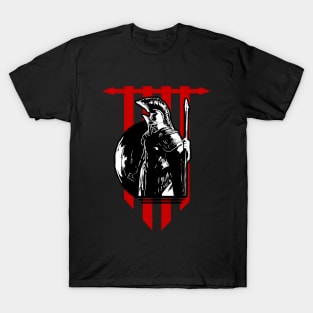 Cool Spartan Warrior With Banner T-Shirt